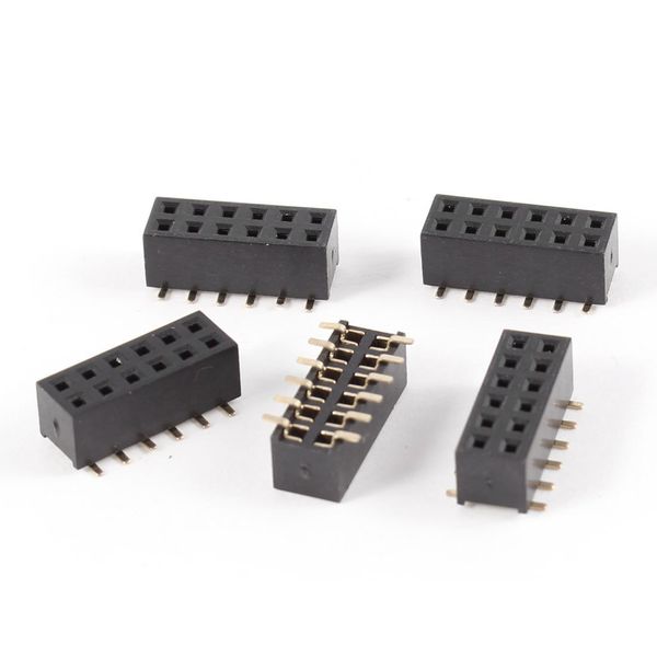 sourcing map 5Pcs Double Row 2mm Pitch 2x6 Pins SMT Surface Mounted Devices Female Header Socket