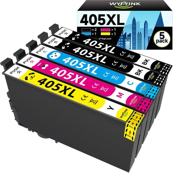 WYFYINK 405XL Compatible with Epson 405 XL 405XL Ink Cartridges for Epson WF 4820 for WorkForce Pro WF-3820 WF-3825 WF-4825 WF-4830 WF-7310 WF-7830 WF-7835 WF-7840 Printer (5 PACK)