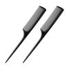 2 Pack Rat Tail Comb for Root Teasing, Black Fine Tooth Teasing Comb for Sectioning, Parting, Styling Hair