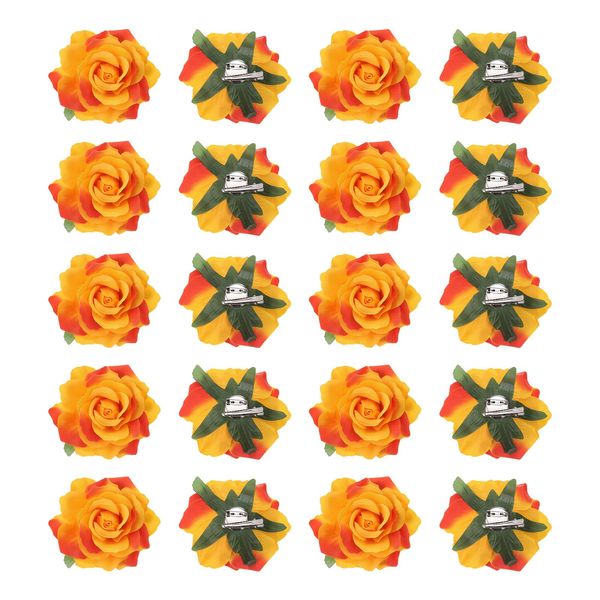 sourcing map 20 Pcs Rose Flower Hair Clips 4 Inch Flower Hair Pins Flower Brooch for Women Hair Accessories Orange