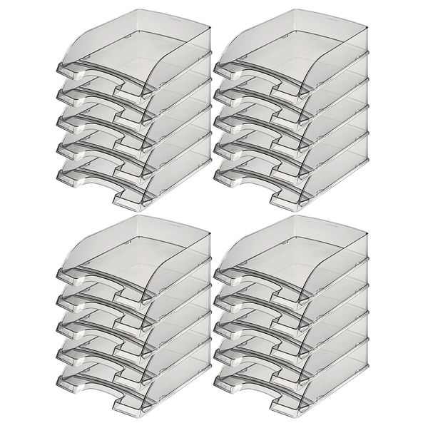 Leitz 5226 Plus Briefkorb, 7 cm Höhe, stapelbar, transparent (Grau, 20)