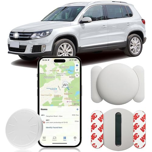 GPS Tracker for Vehicles Work with Apple Find My(iOS Only),Global Coverage Car Tracker with Magnetic Case,Hidden Car Locator No Monthly Fee No Subscription Required (White,1PCS)