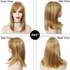 GNIMEGIL Wigs Strawberry Blonde Wig with Bangs Synthetic Hair Full Natural Hairstyle Straight Medium Length Bob Cut Halloween Costume Wigs for Women Cosplay Wig Honey Blond