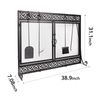 Plow & Hearth Metal Fireplace Screen Scrollwork Black Double Door 39"x31" NEW