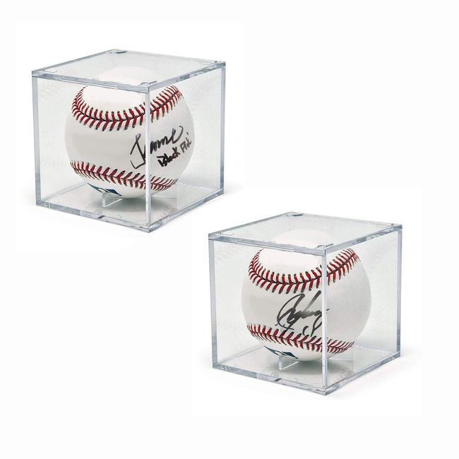 Baseball Case, Sign Ball Case, Set of 2, Made in Japan, UV Protection, Acrylic, Compatible with Hard/Soft Ball Baseball, Commemorative Goods