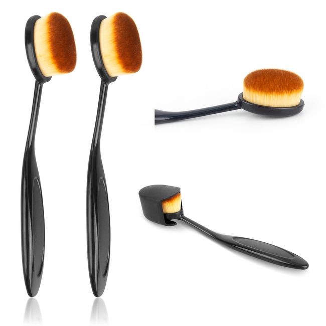 RUCUDIM Make Up Pinsel, Liquid Makeup Brush, Foundation Brush, Contouring Pinsel, Oval Brush Premium Quality zum Verblenden und Konturieren für Flüssigkeit oder Puder, mit Deckel(Schwarz)