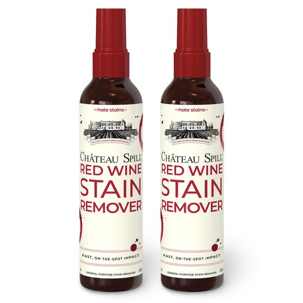 Chateau Spill Red Wine Stain Remover for Clothes - 4oz 2 Pack Stain Remover Spray for Tablecloth, Carpet, Upholstery and Laundry from the makers of Miss Mouth's Messy Eater Stain Treater