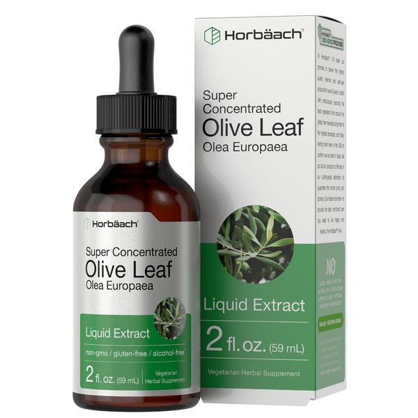 Olive Leaf Extract Liquid | 2 fl oz | Alcohol Free, Vegetarian | by Horbaach