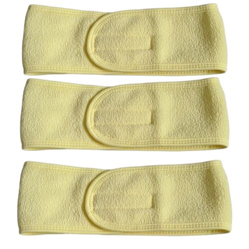 3 Pieces Towel Headband, Make Up Hair Band Head Bands Spa Facial Cosmetic Headbands for Women Beauty Sport Yoga Shower Wash Face,Terry Towelling Headband with Self-adhesive Tape (3 PCS YELLOW)