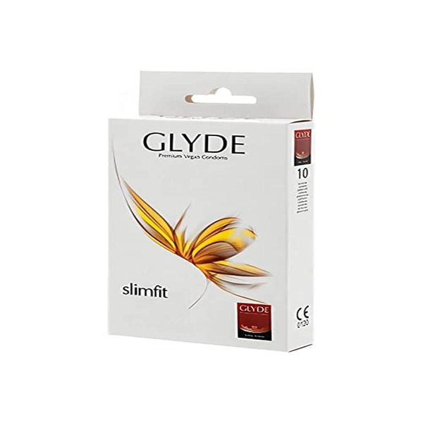 Glyde Ultra Slimfit 10 tight condoms, certified with the Vegan Flower, value pack