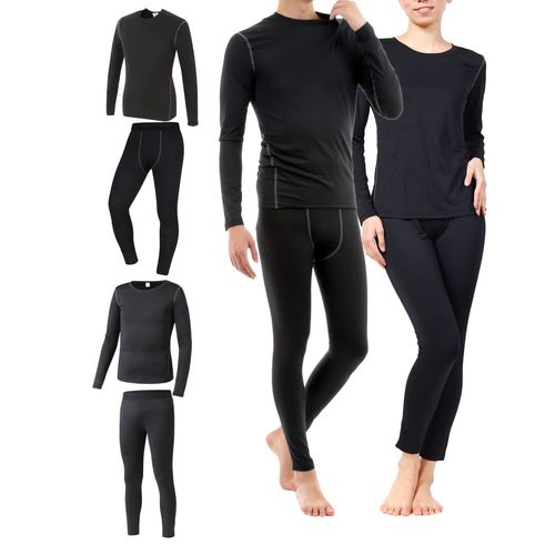 Village Variety Sauna Suit, Inner, Men's, Women's, Compression Sweat Absorption, Top and Bottom Set, Cold Protection Inner, Black