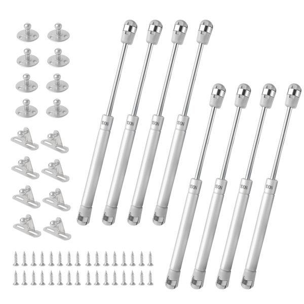 8 Pcs Gas Strut Stay 100N, Upturned Cabinet Door Gas Lift Support Soft Close Hinge, Gas Lift Strut Kit for Kitchen Cupboard