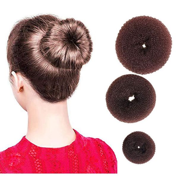 3Pcs Brown Hair Bun Donut Maker Ring Stil Haarknoten Maker Chignon Donut Brötchen Donut Haarformer Hochsteckfrisur Haarstyling Zubehör Werkzeug für Frauen und Mädchen (3 Größen)