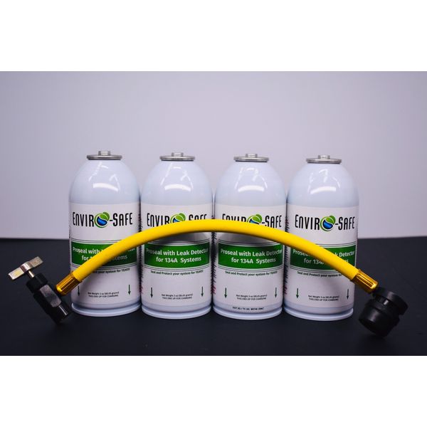ProSeal w/ Leak Detector for Auto A/C Systems 4 Cans and Charging Hose
