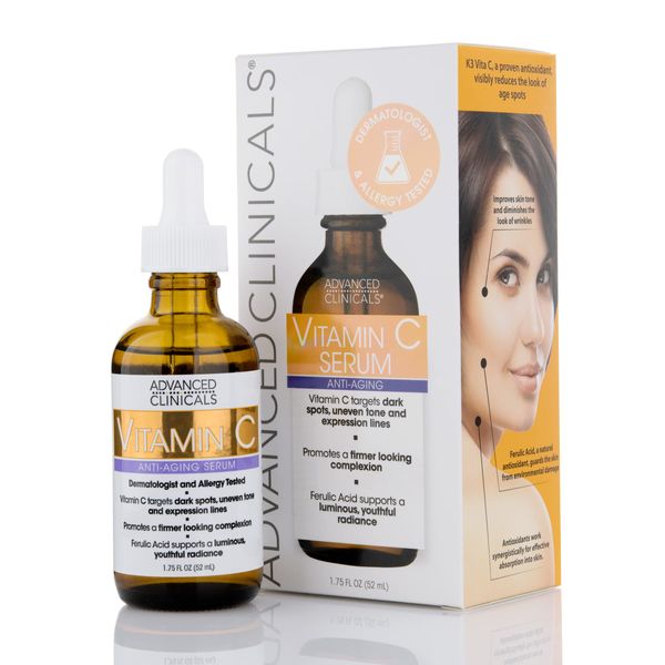 Advanced Clinicals Advanced Clinicals Vitamin C Anti-Aging Serum For Dark Spots, Uneven Skin Tone, Crows Feet And Expression Lines. 1.75 Fl Oz.