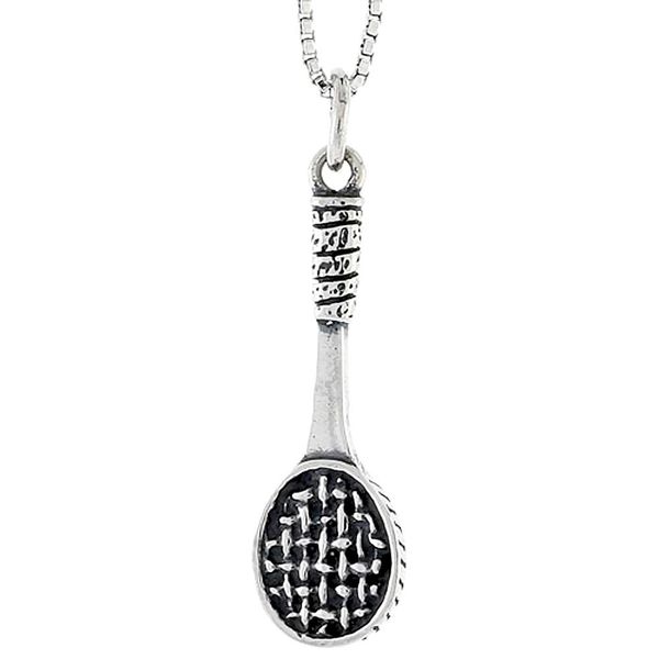 Sterling Silver Tennis Racket Charm, 1 1/16 inch Tall