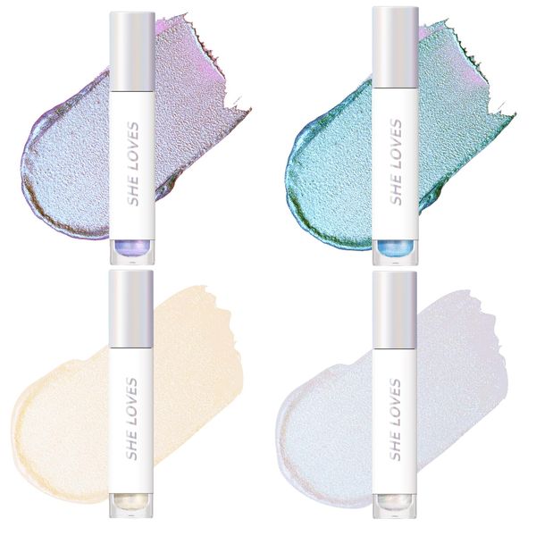 EnMart 4 Stück Polarisierte Flüssige Lidschatten, Wasserdicht Lang Anhaltende Lidschatten Stick Kontur Erröten Lidschatten Creme Schönheit Makeup, Flüssiger Lidschatten Zur Aufhellung von Augen Wangen