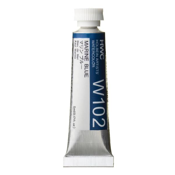 Holbein W102 Transparent Watercolor Paint, Marine Blue, 0.16 fl oz (5 ml) (No.2), 003102