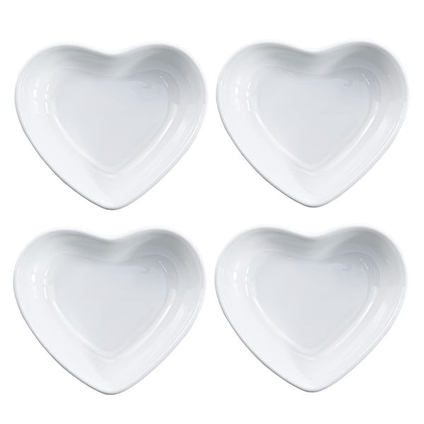 SOCOSY Heart-shaped Multipurpose Ceramic Sauce Dish Seasoning Dishes Sushi Dipping Bowl Appetizer Plates Serving Dish Saucers Bowl(Set of 4)