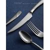 16-Piece ​Black Hammered Silverware Set w/ Ultra Sharp 2-IN-1 Serrated Knives