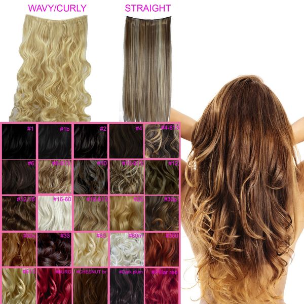 One Piece Clip In Hair Extension - Light Blonde - Straight - 20 Inch / 51cm - 5 Clips 120g - Japanese Heat Resistant Synthetic Hairpiece - Looks and Feels like Real Hair