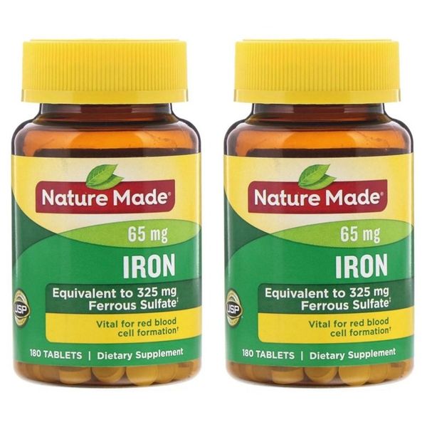 Nature Made Iron 65mg 180 Tablets 2 Packs, 1 Pack