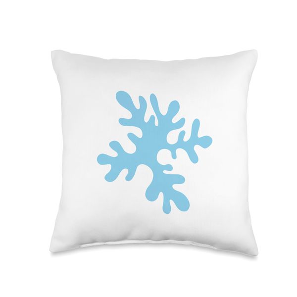 Danish Pastel Abstract Algae Geometric Decorative Light Blue Throw Pillow