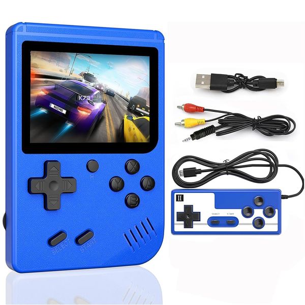 Handheld Game Console,3 Inch LCD Screen Portable Retro Video Game Console with 400 Classic Games,Support for Connecting TV & Two Players (Blue)