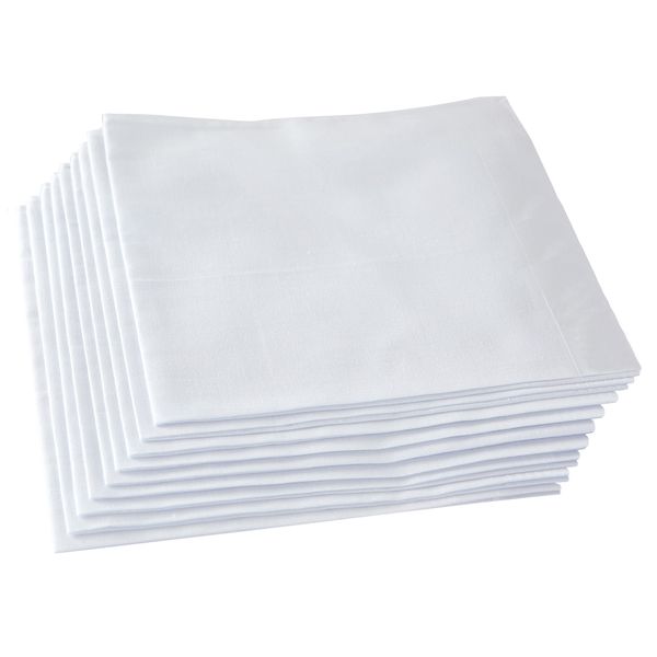 RDS HANKYTEX Men's Handkerchiefs,100% Soft Cotton,White Hankie Pack of 12 Pieces