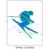 Freestyle Skiing Watercolor Wall Art Print Set - Cute Home Decor for Boys, Teens, Kids Bedrooms, Den and Office - Great Gift for Skiers and Extreme Sports Fans - Four 8x10 Photos - Unframed
