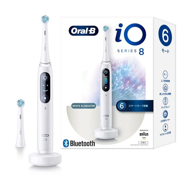 Braun Oral B iO8 iOM82A10WT Electric Toothbrush, White Alabaster (amazon.co.jp exclusive)