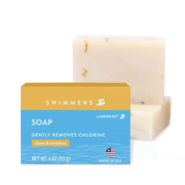 Newton Bay Swimmers Soap | All Natural Body and Face Wash Soap Bar | Gently Washes Away Chlorine After Swimming | Revitalizes Sensitive Skin | 2-Pack of 4 Ounce Soap Bars