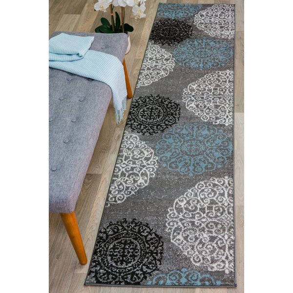 Rugshop Rugs for Kitchen Floral Carpet Runners for Hallways Floor Rugs 2x10 Gray