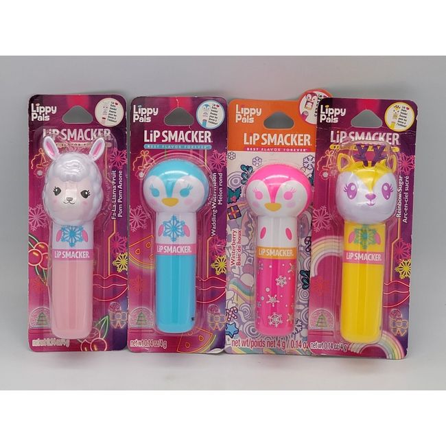 Lip Smackers Lippy Pals Holiday 2021 Balm reindeer,  penguin , Llama. Lot of 4