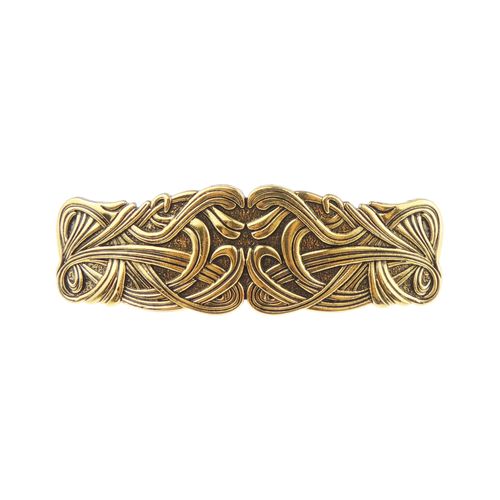 Vintage Look Womens Girls Wedding Bridal Party Evening Ponytail Fine Hair Accessories Occasion Barrette Hairpin Grip French Metal Spring Clip Viking Nordic Celtic Knot Swirls (Gold Tone)