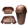 KetoPlastics ROSE GOLD 3 PIECE KITCHEN SET - KITCHEN BIN, RECTANGLE BOWL & DRAINER
