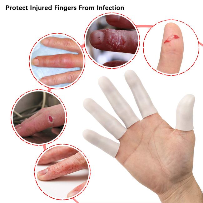 20Pcs Gel Finger Cots Thumb Protector, Silicone Finger Sleeves Cover  Protection for Finger Tips, Finger Gloves Caps Finger Protectors for Wounds  Hand