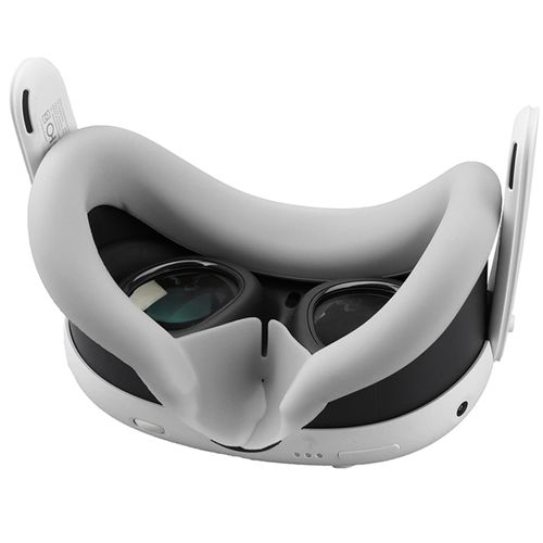 NUHFUFA VR Headset Silicone Face Cover Compatible with Quest 3, V-shaped Facial Interface Pad Anti-Leakage Nose Pad Sweat-proof & Washable VR Quest 3 Accessories(White)