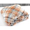 Fall Farmhouse Throw Blanket: Soft Grey White Orange Plaid Design Accent