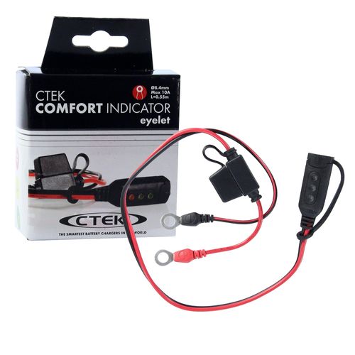 CTEK 56-382 Indicator eyelet M8: practical LED indicator for immediate indication of battery charge levels , Red/black