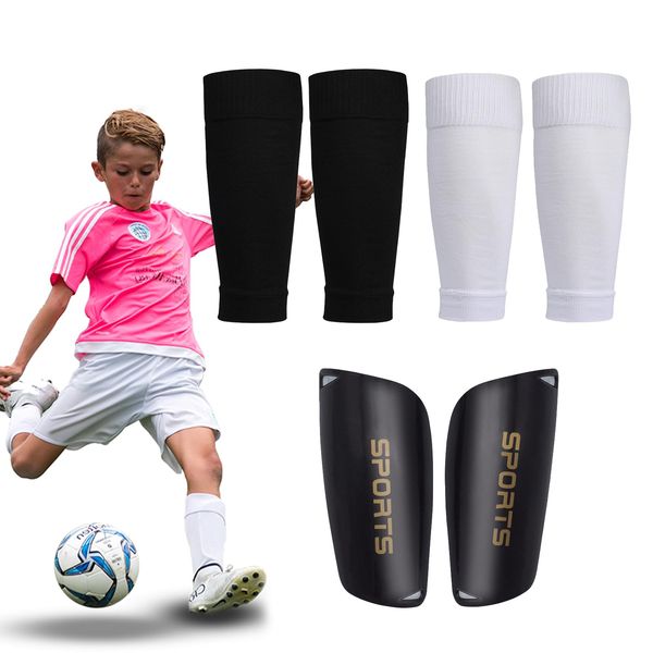 Football Sock Sleeves Football Shin Guards Set, Football Shin Guards Kids Shin Pads, 3 in 1 Football Shin Guards Set Soccer Protective Equipment for Kids, Teens & Adults, boys & girls