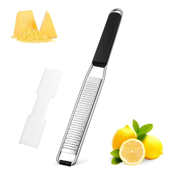 Diboniur Cheese Grater & Lemon Zester, Easy to Grate Parmesan Cheese, Lemon, Ginger, Garlic, Nutmeg, Chocolate, Sharp Stainless Steel Blade