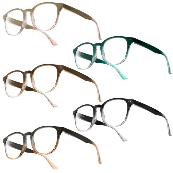 UrbanSky Reading Glasses Gil - 5-Pack Plastic Reading Glasses with Spring Hinges (+3,00 dpt)