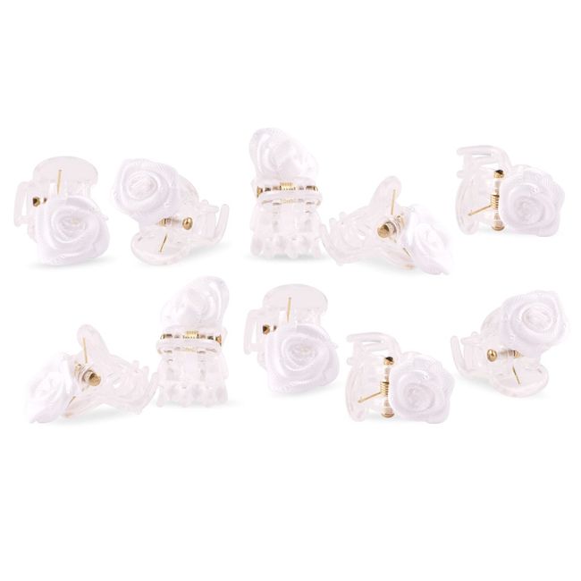 10 Stück Kleine Haarklammern Röschen Mini Haarspangen künstliche Blumen Haarclip für Damen Mädchen