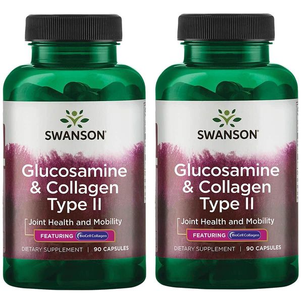 Swanson Glucosamine & Collagen Type II - Featuring BioCell Collagen 90 Capsules (2 Pack)