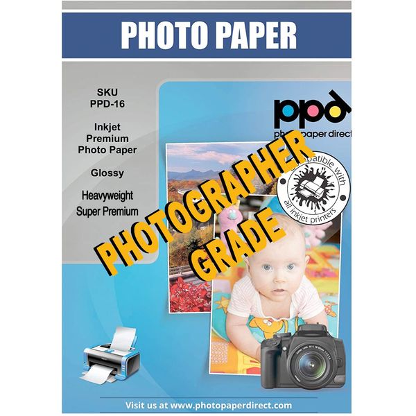 PPD 50 Sheets Inkjet Super Premium Glossy Photo Paper 11x17 68lbs 255gsm 10.5mil Tabloid Size Microporous Professional Photographer Grade Instant Dry Fade and Water Resistant (PPD-16-50)