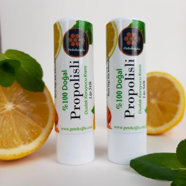 Petekoğlu 2 Adet Dudak Kremi Propolis Bal Nane Limon Aynısefa Shea Hindistan Cevizi Üzüm Çekirdeği Yağları Balmumu Lipstick Balm Doğal