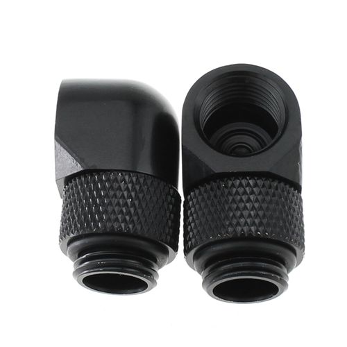 Maxmoral 2PCS Black G1/4 Inch Male to Female Extension Connectors 360 Degree Rotary Nickel Plated Brass Elbow Enhanced Multi Link Adapter Fitting Suitable for PC Water Cooling System