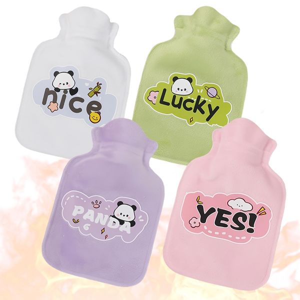 4 * 200ml Small Hot Water Bottle,Plush Hot Water Bottle Small,Mini Hot Water Bottle with Cover,Hot Water Bottles for Adults,Panda Hot Water Bottle,Travel Hot Water Bottle,Portable Bottle Warmer