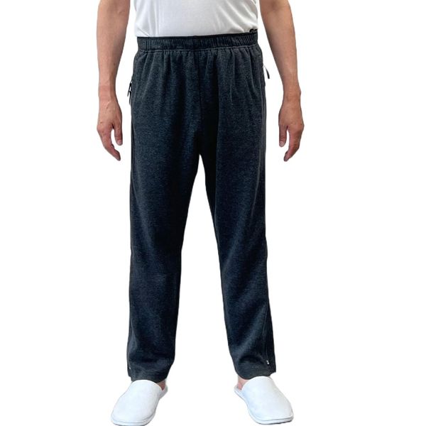 Hanasan Terrace Nursing Full Open Pants, Side Pants, All Seasons, Men's, Full Opening, Zipper Pants, Side Zipper, Nursing Pants, Sweatpants, Full Elastic Waist, charcoal gray